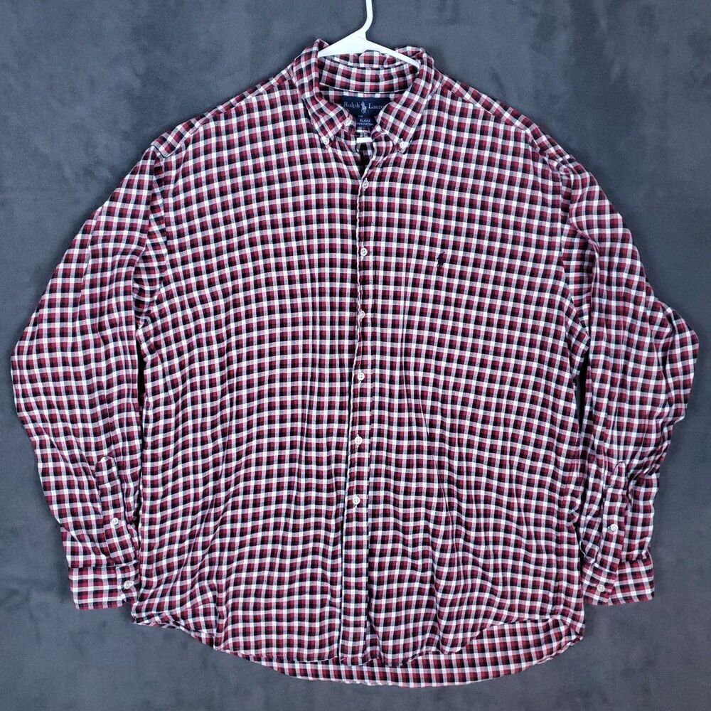 Ralph Lauren Shirt Mens XL Red Black White Plaid Blake Button Down Classic Pony